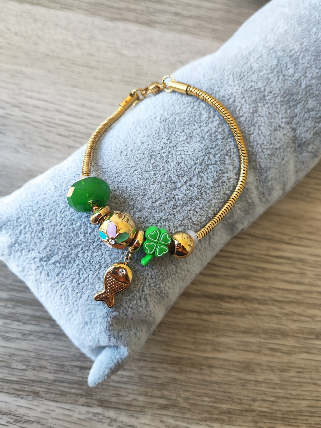 Pulsera Trébol de la Suerte en Acero Inoxidable Dorado